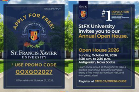 StFX 申请费优惠码海报（英文）